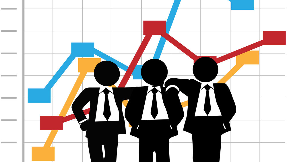 Business Men Sales Team Profit Growth Graph Chart