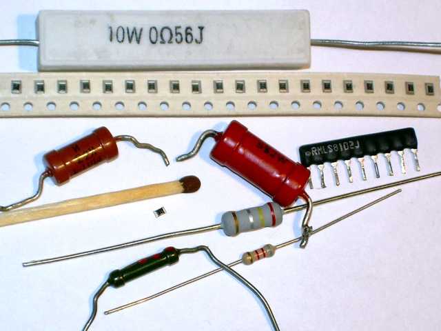 Examples of various styles of fixed resistors